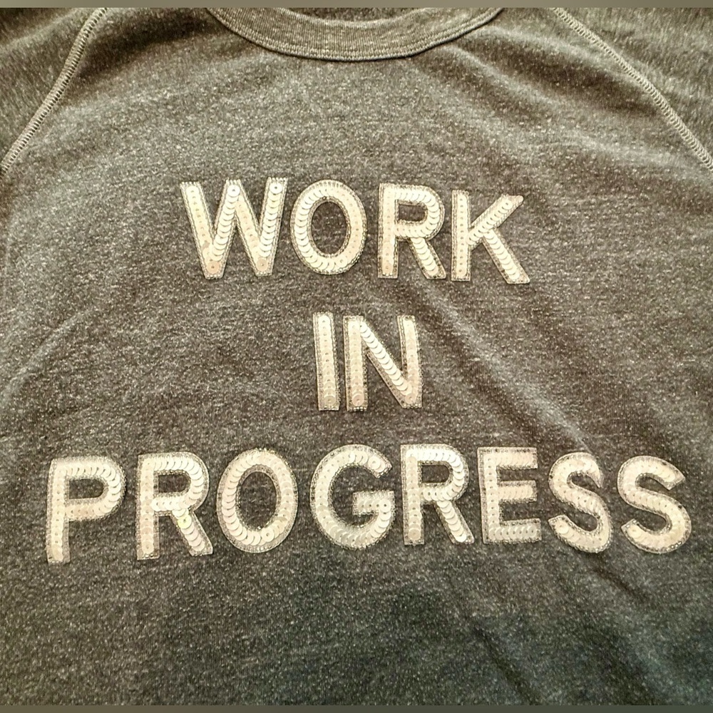 Bow & Drape Gray "Work In Progress" Crewneck Sweatshirt - Picture 2 of 5